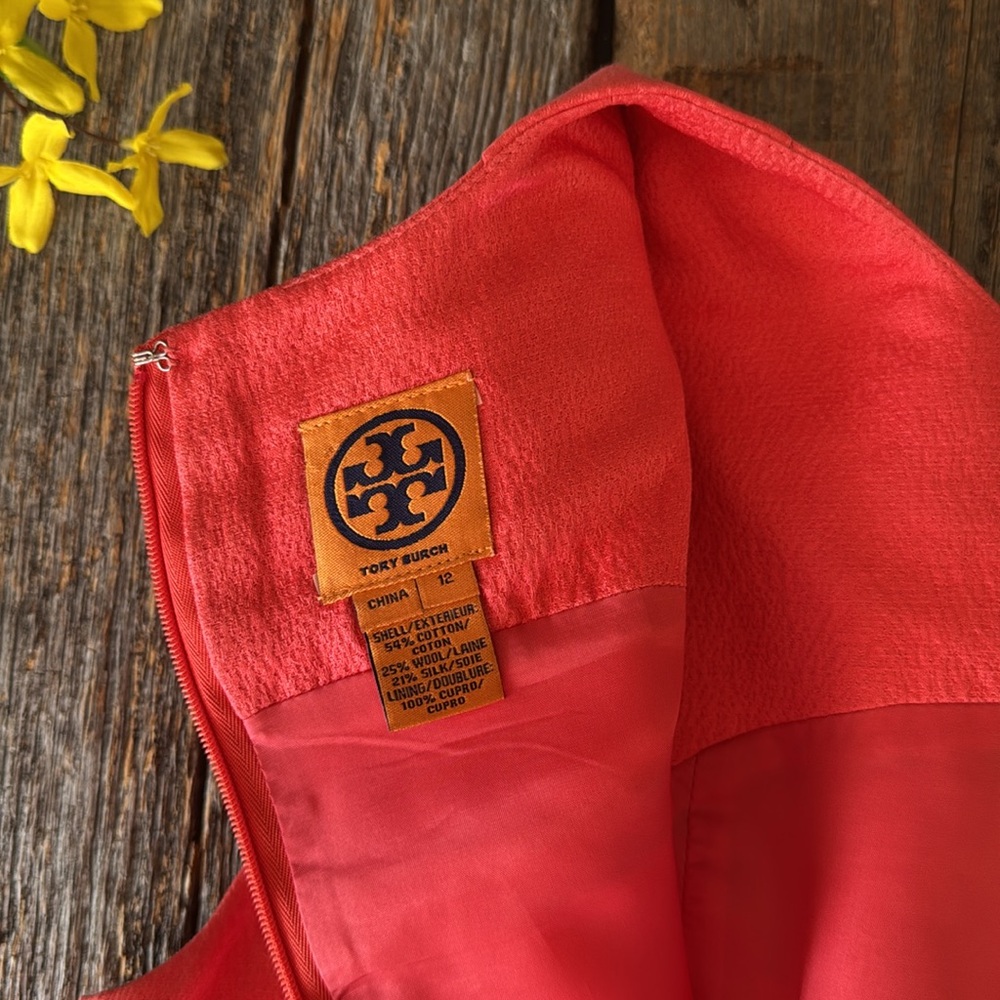 Tory Burch Coral Sleeveless Shift Dress Size 12 - Picture 3 of 13
